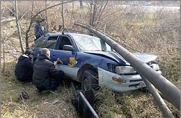 Водитель службы такси «Максим» оказался зажатым в кустах на улице Кирова