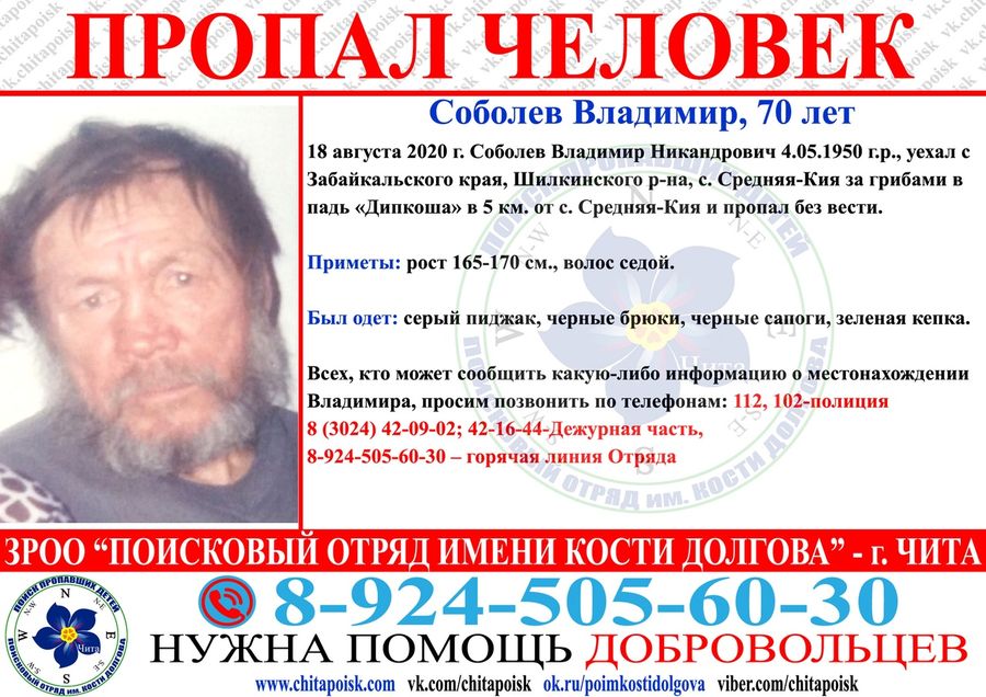 Житель Средней-Кии, который ушел за грибами в августе, до сих пор не найден