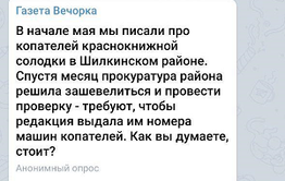 Читатели «Вечорки» проголосовали против разглашения данных копателей солодки в Шилкинском районе