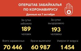 В Забайкалье выявили 189 новых случаев заражения коронавирусом за сутки