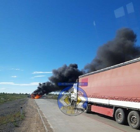 Маршрутка загорелась перед Борзей