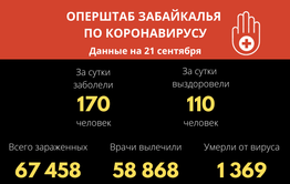 В Забайкалье выявили 170 новых случаев заражения коронавирусом за сутки
