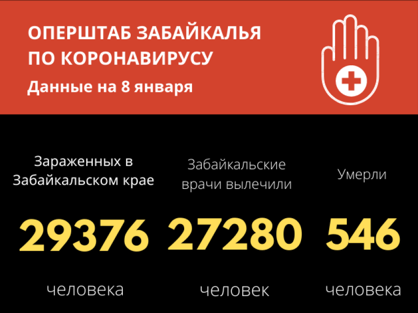 Число инфицированных коронавирусом за весь период составило 29376 забайкальцев
