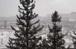 Необычное природное явление - снег с грозой п...