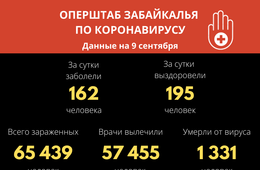 В Забайкалье выявили 162 новых случая заражения коронавирусом за сутки