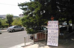 Главу Рослесхоза встречают в Чите с плакатами 