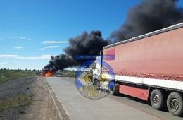 Маршрутка загорелась перед Борзей