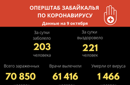 Второй день в Забайкалье зарегистрировали более 200 зараженных коронавирусом