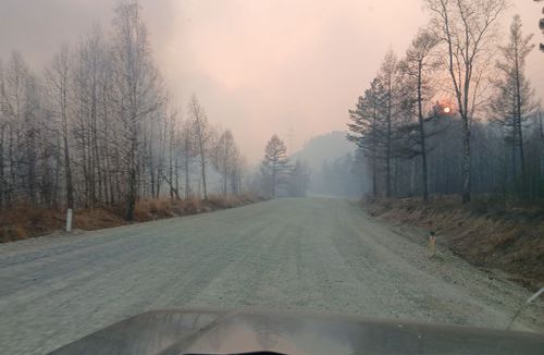 Объятое дымом Забайкалье. На подъезде к Яблон...