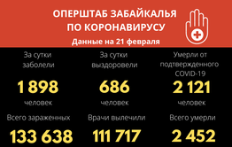 За время пандемии COVID-19 обнаружен у более 133 тысяч забайкальцев