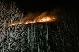 ​Пожар по-прежнему бушует на сопке в Атамановке — местные говорят, что пожарные там вообще не появлялись
