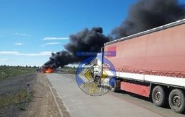 Маршрутка загорелась перед Борзей