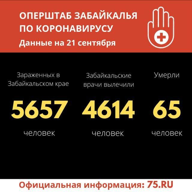 Больше шестидесяти забайкальцев заразились коронавирусом за сутки
