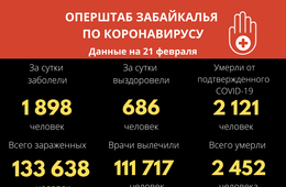 За время пандемии COVID-19 обнаружен у более 133 тысяч забайкальцев