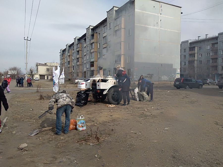 Полевую кухню привезли на субботник в один из районов Читы