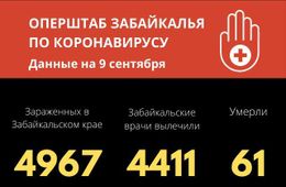 Число заражений коронавирусом в Забайкалье за сутки выросло на 45. Зафиксирован еще один летальный случай.