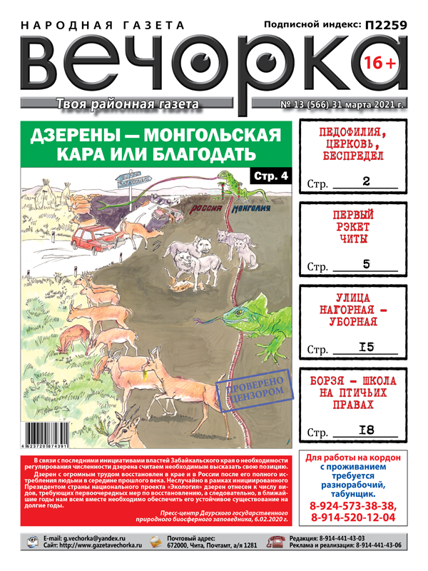 «Вечорка», № 14: Дзерены – монгольская кара или благодать