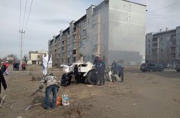 Полевую кухню привезли на субботник в один из районов Читы